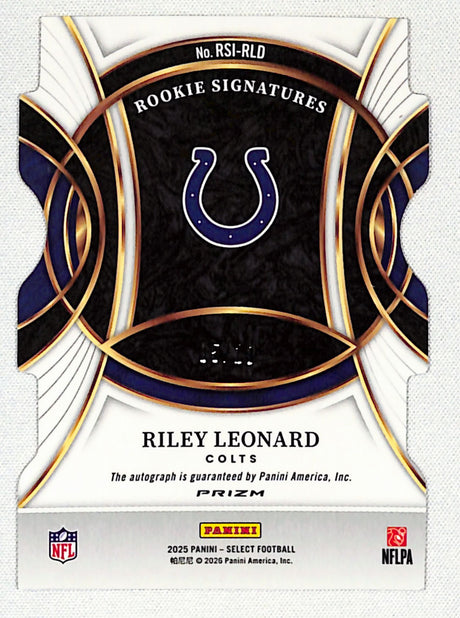 Riley Leonard 2025 Panini Select Rookie Signatures Gold Die-Cut /10 #RSI-RLD