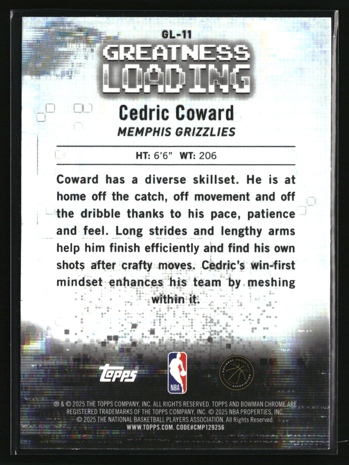 Cedric Coward 2025-26 Bowman Greatness Loading #GL-11