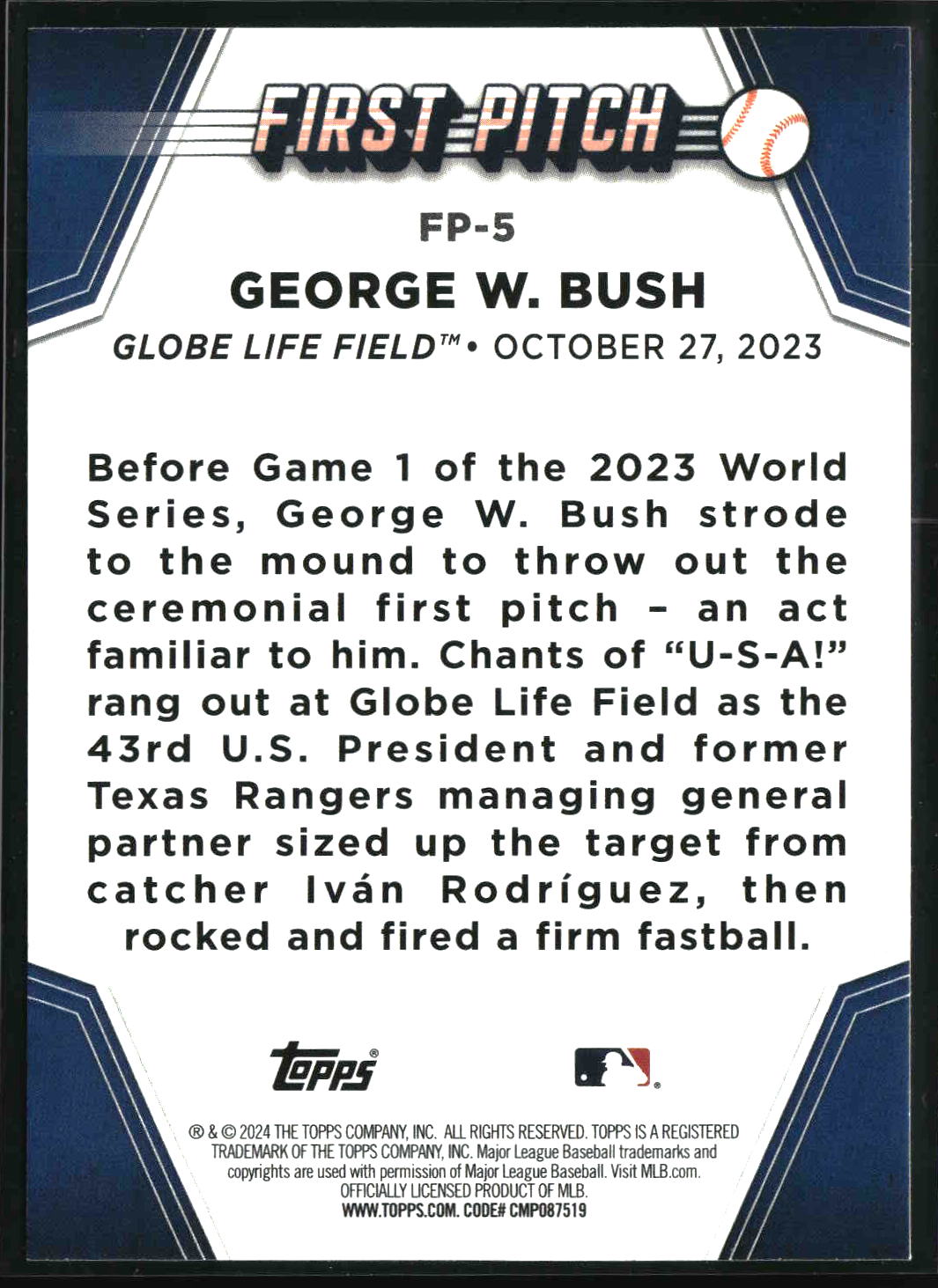 George W. Bush 2024 Topps First Pitch #FP-5