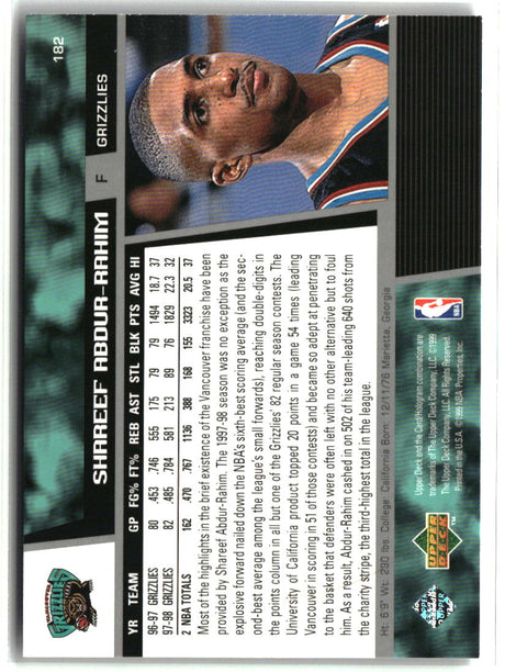 Shareef Abdur-Rahim 1998-99 Upper Deck #182