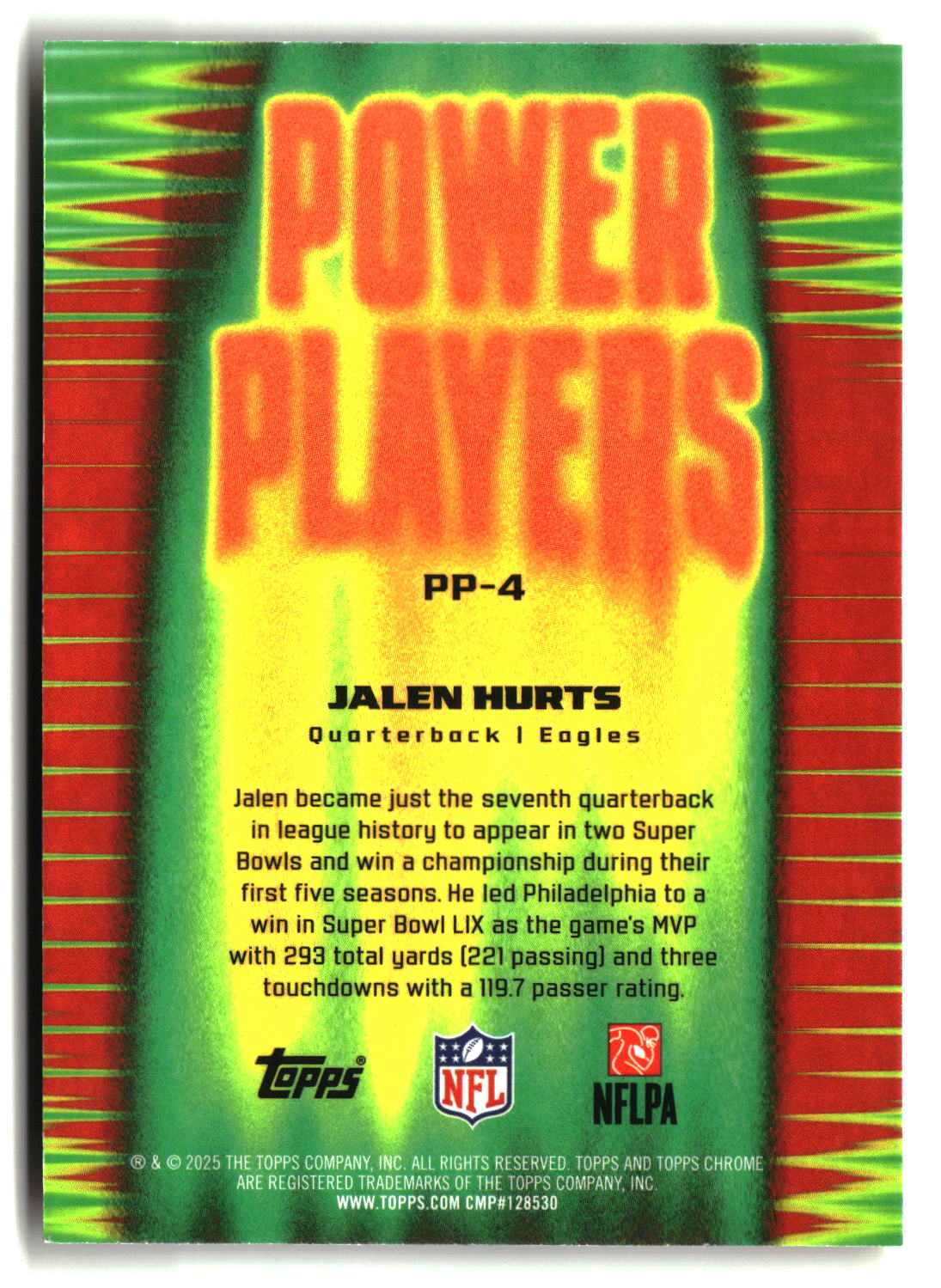 Jalen Hurts 2025 Topps Chrome Power Players #PP-4