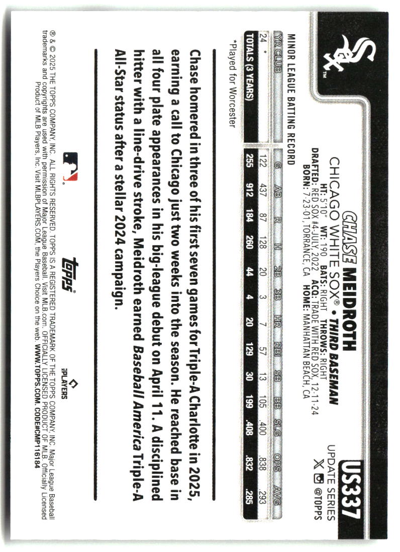 Chase Meidroth 2025 Topps Update #US337