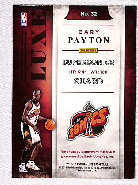 Gary Payton 2015-16 Panini Luxe - Memorabilia #32 #/99