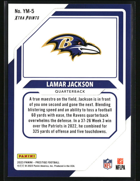 Lamar Jackson 2023 Panini Prestige Youth Movement Xtra Points Gold #YM-5 #/75