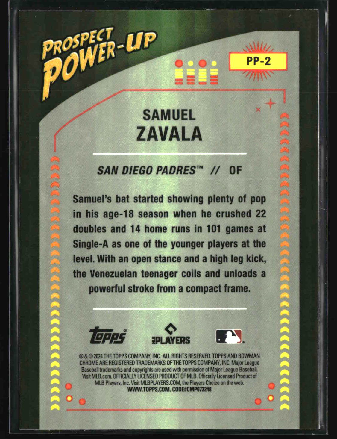 Samuel Zavala 2024 Bowman Prospect Power-Up #PP-2