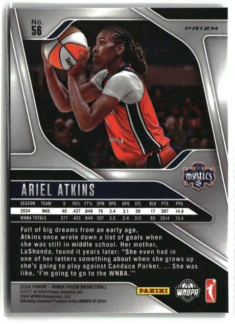 Ariel Atkins 2024 Panini Prizm WNBA Silver Prizms #56