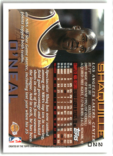 Shaquille O'Neal 1996-97 Topps #220
