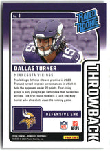 Dallas Turner 2024 Donruss - Rated Rookies Throwback #1
