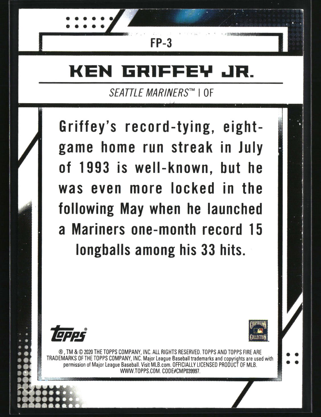 Ken Griffey Jr. 2020 Topps Chrome Topps Fire NBCD Preview #FP-3