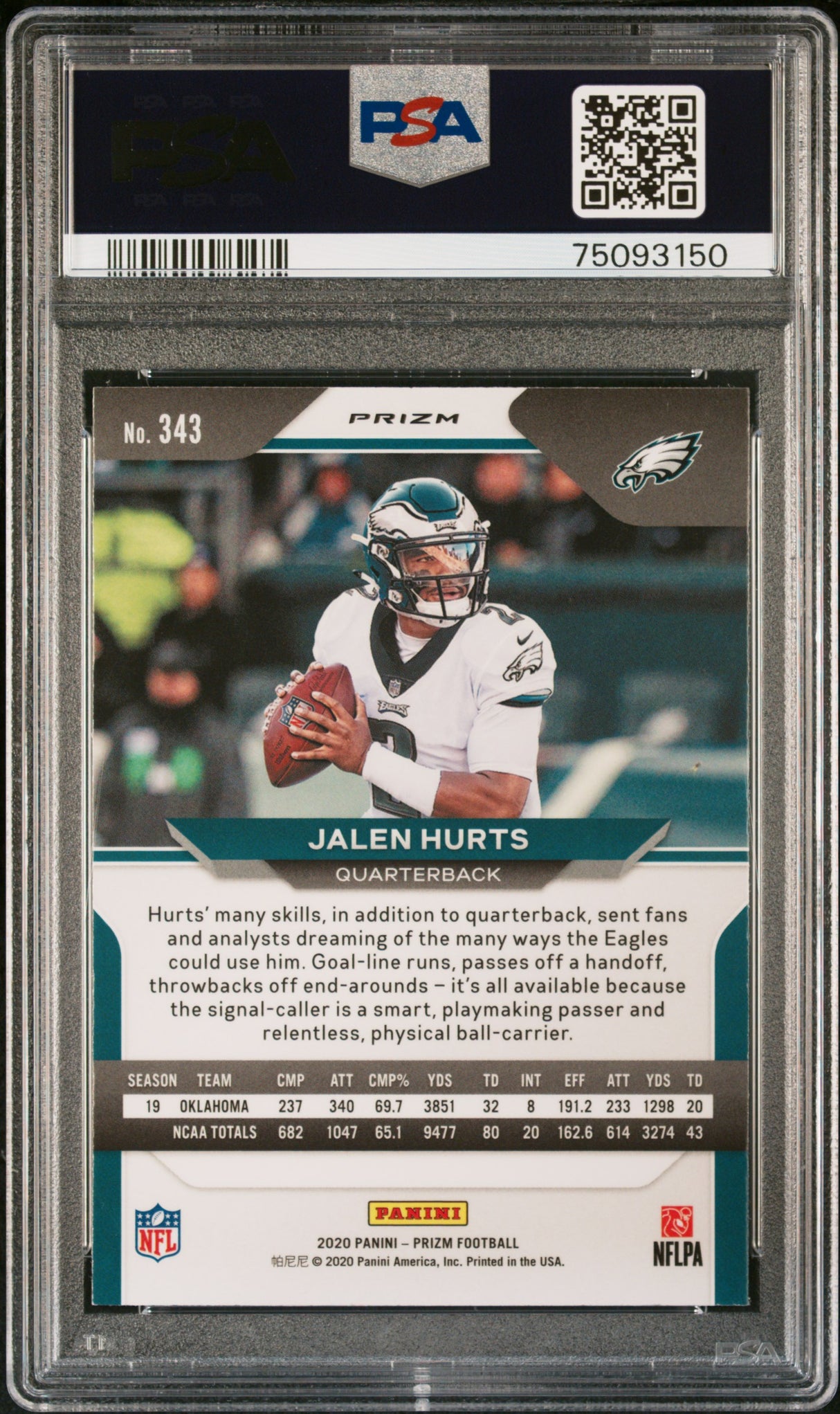 Jalen Hurts 2020 Panini Prizm Red White Blue #343 PSA 10