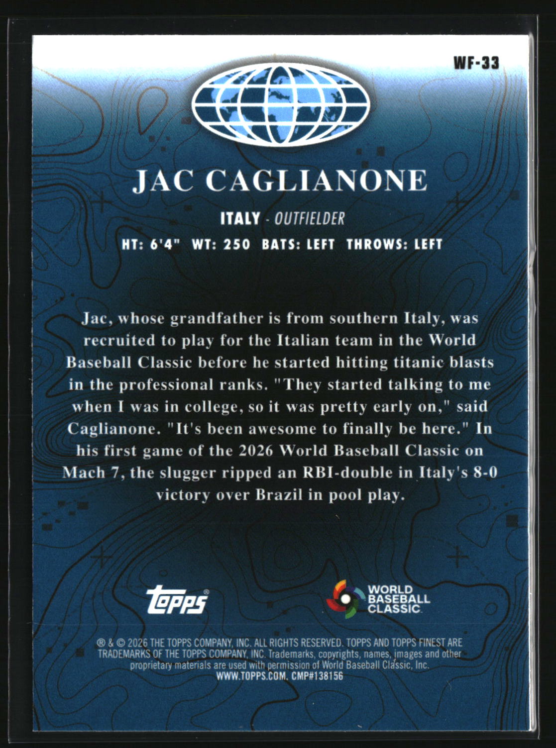 Jac Caglianone 2026 Finest Worlds Finest #WF-33