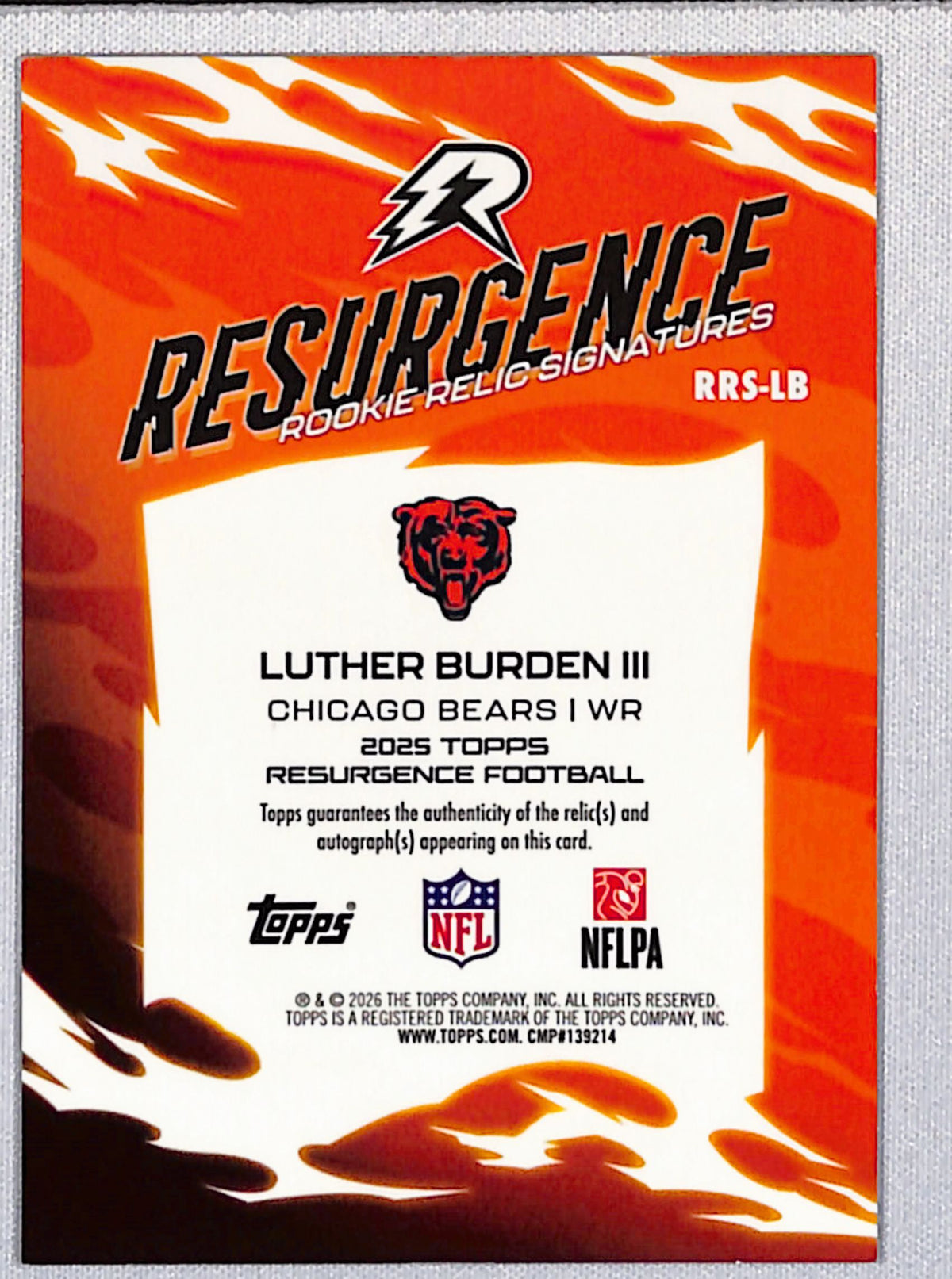 Luther Burden III 2025 Topps Resurgence Resurgence Rookie Relic Signature RRS-LB