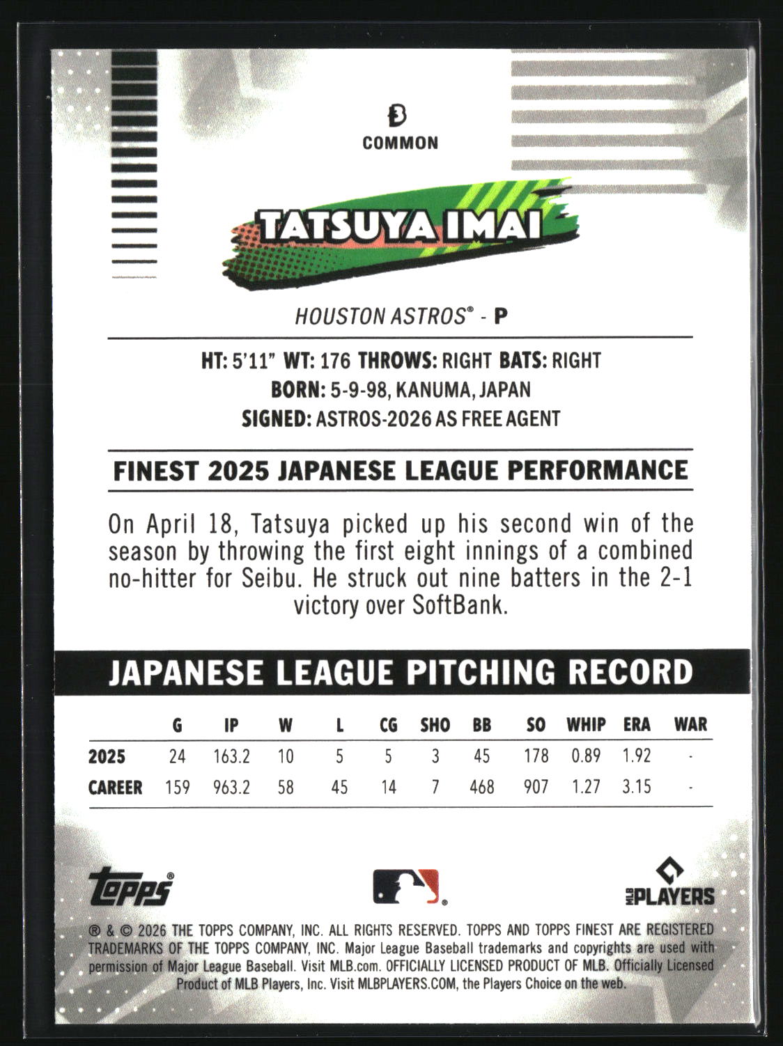 Tatsuya Imai 2026 Finest #3