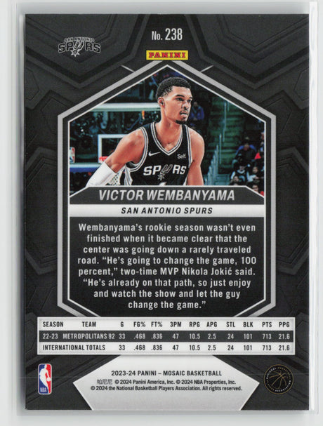 Victor Wembanyama 2023-24 Panini Mosaic #238