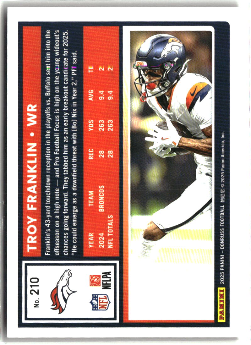 Troy Franklin 2025 Donruss Press Proofs Red #210
