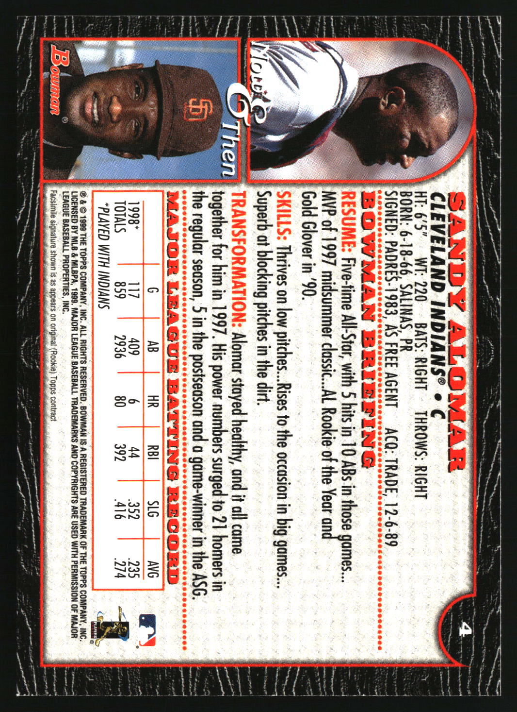 Sandy Alomar 1999 Bowman #4