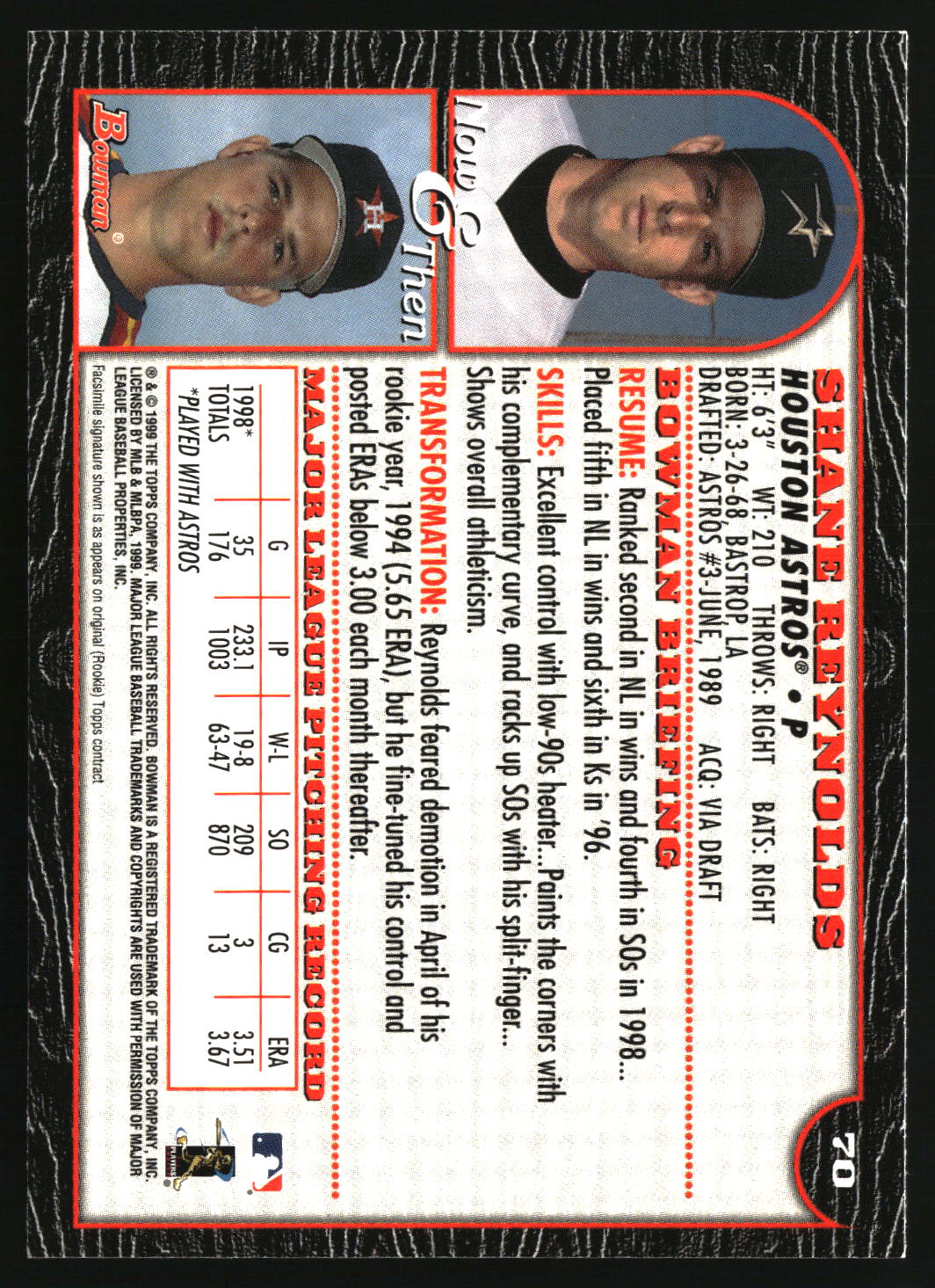 Shane Reynolds 1999 Bowman #70