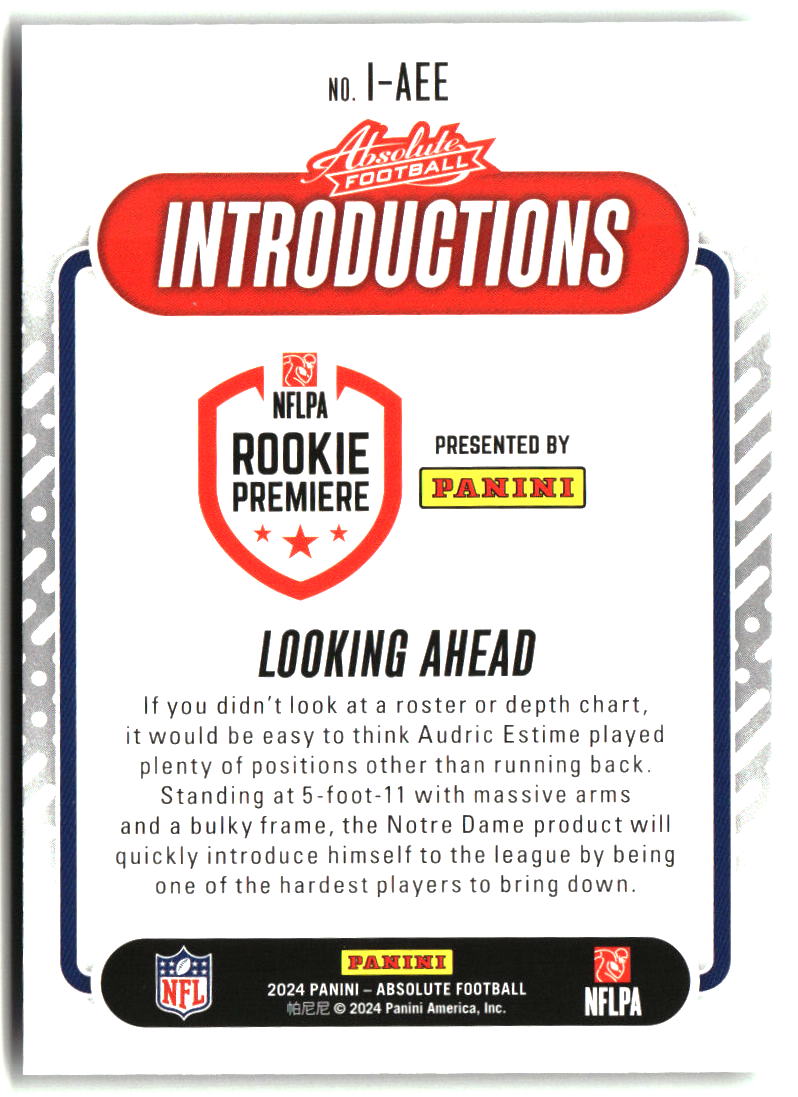 Audric Estime 2024 Panini Absolute Introductions #I-AEE