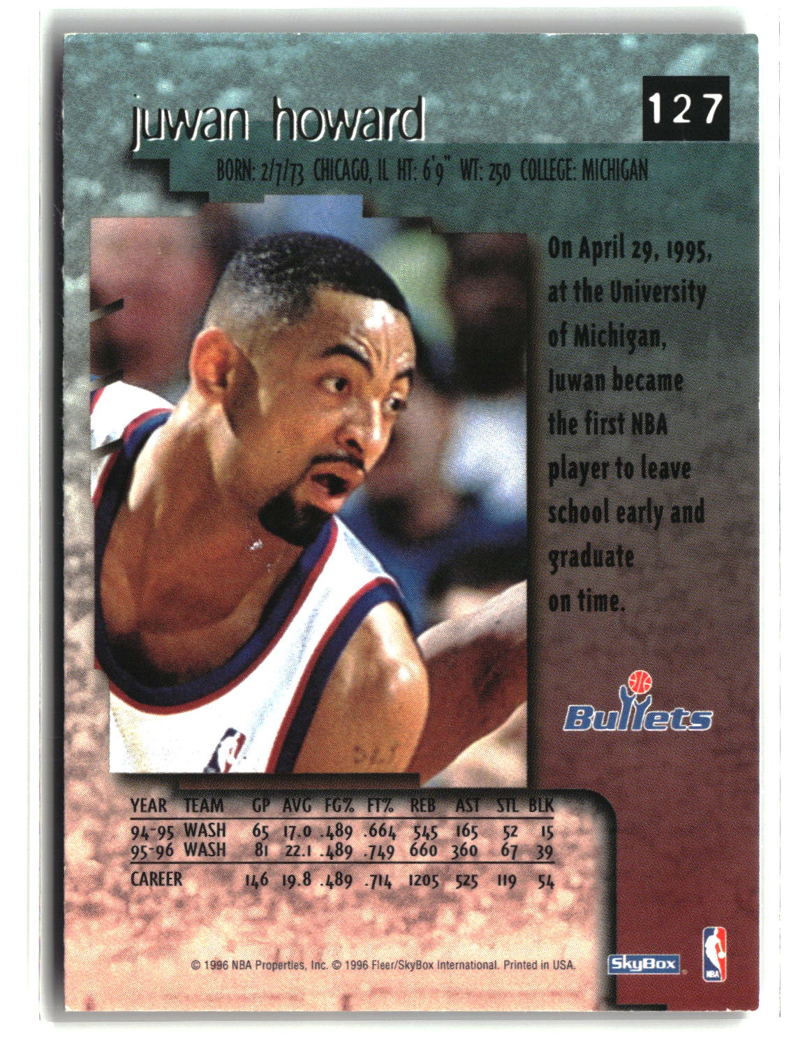Juwan Howard 1996-97 SkyBox Premium #127