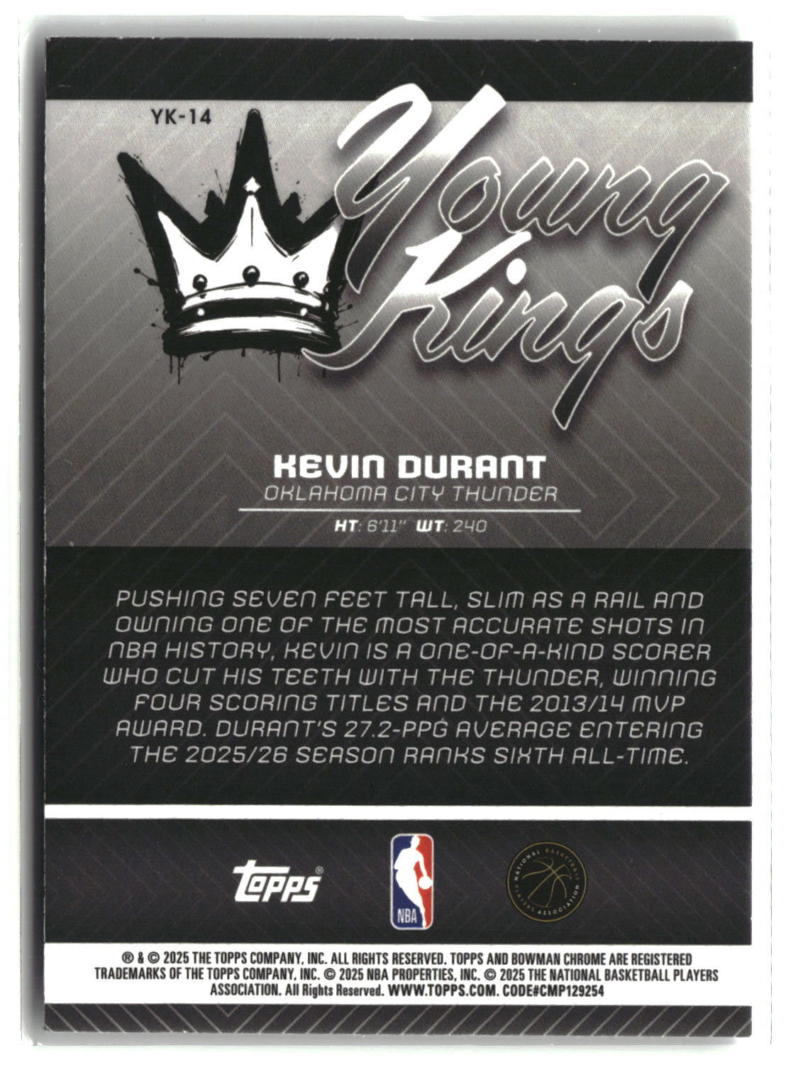 Kevin Durant 2025-26 Bowman Young Kings #YK-14