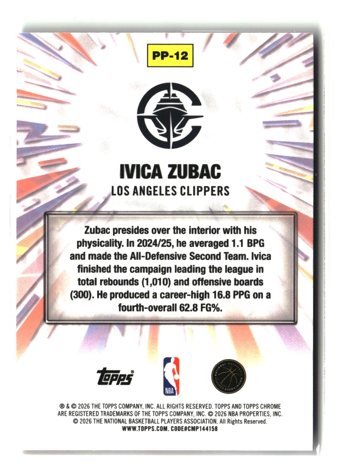 Ivica Zubac 2025-26 Topps Chrome Update Power Players #PP-12