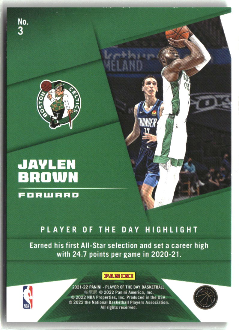 Jaylen Brown 2021-22 Panini NBA Player of the Day Moon Lava #3 #/199