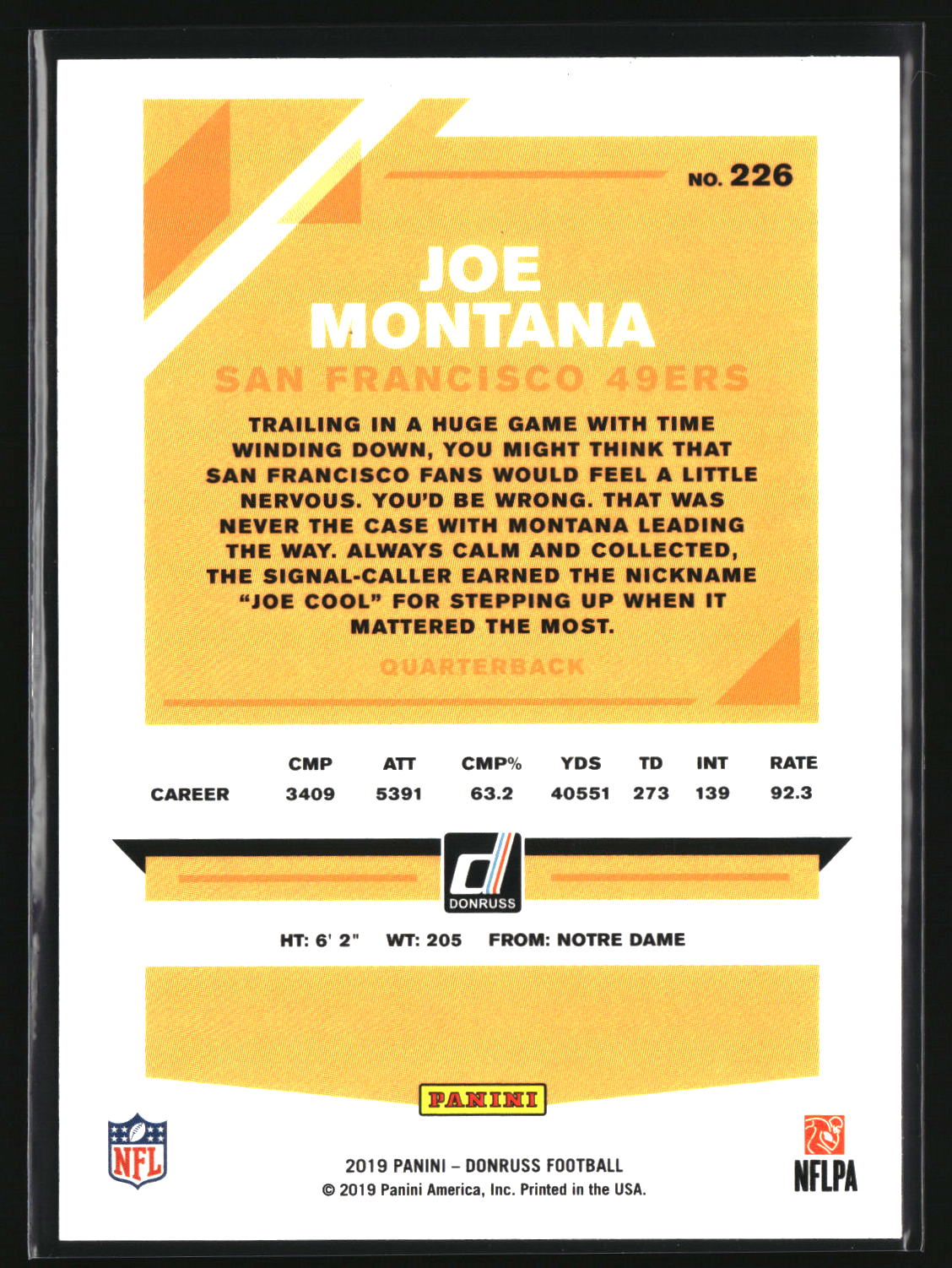 Joe Montana 2019 Donruss #226