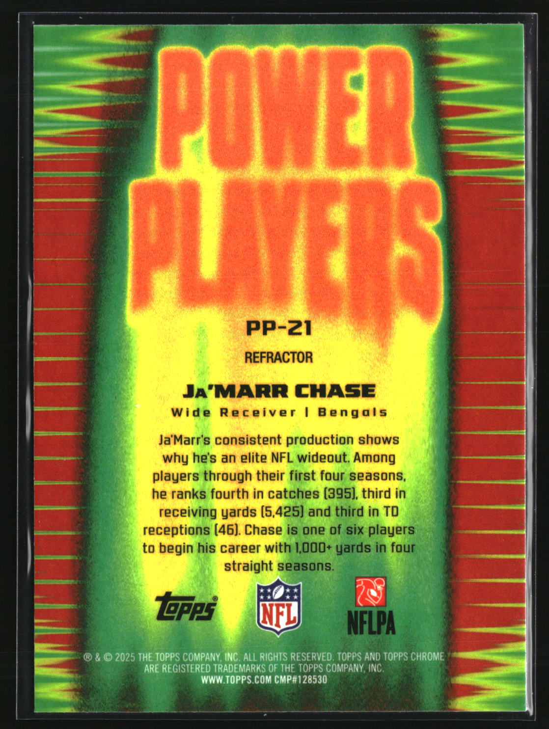 Ja'Marr Chase 2025 Topps Chrome Power Players Refractor #PP-21