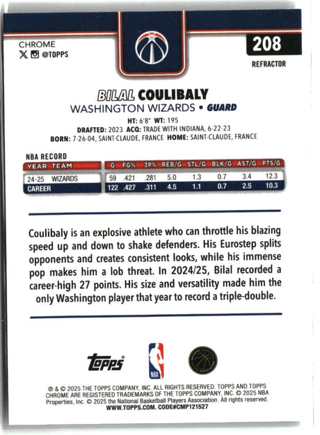 Bilal Coulibaly 2025-26 Topps Chrome Refractor #208