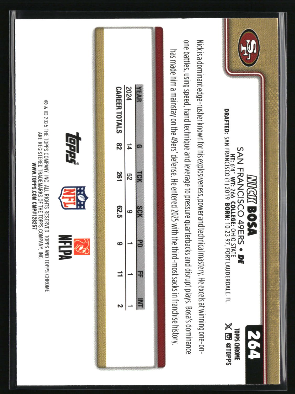Nick Bosa 2025 Topps Chrome Pulsar Refractor #264