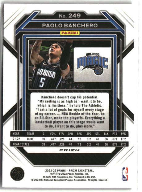Paolo Banchero 2022-23 Panini Prizm Prizms Red Ice #249