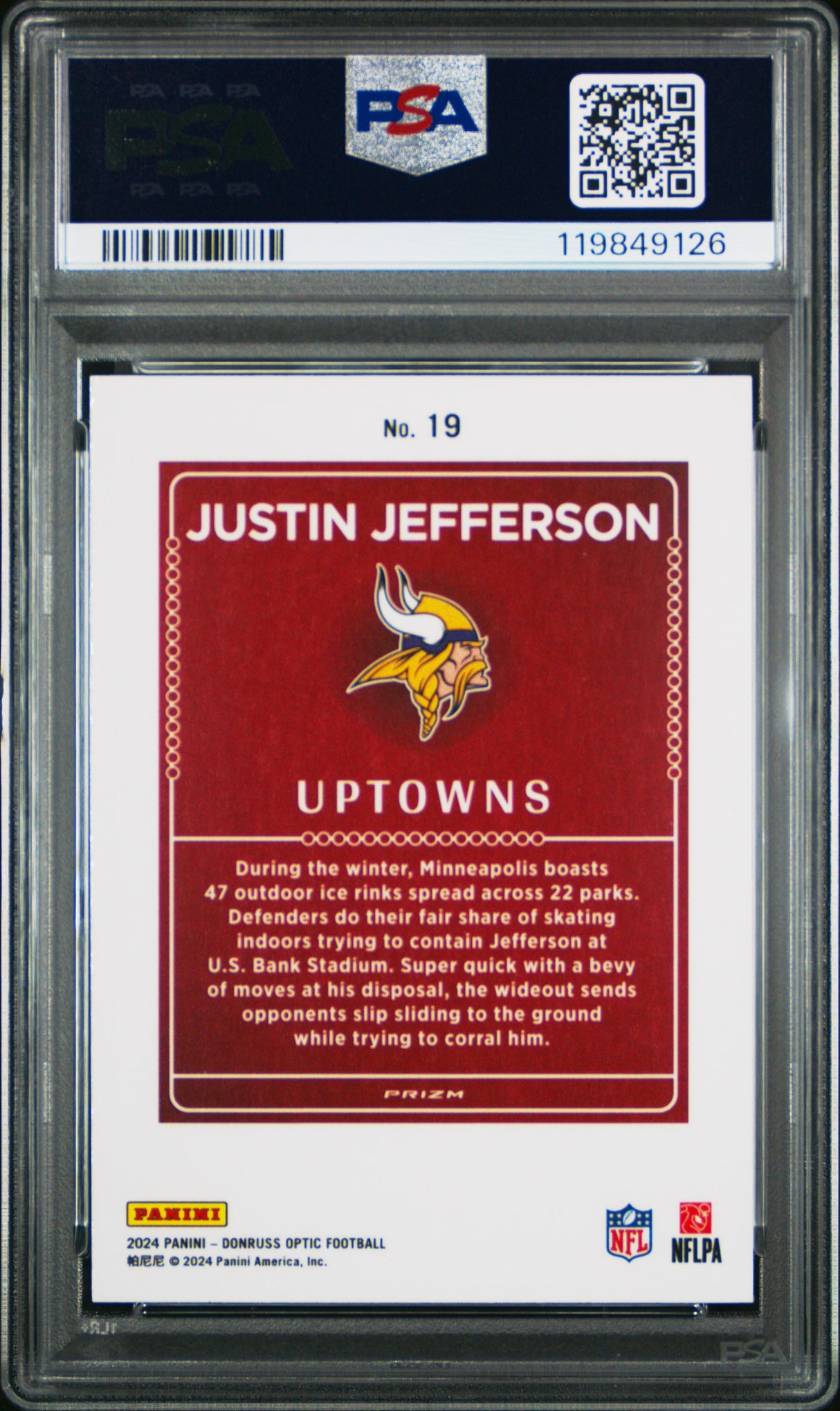 Justin Jefferson 2024 Panini Donruss Optic Uptowns #19 PSA 10