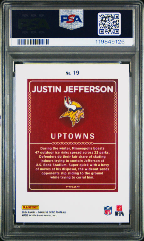 Justin Jefferson 2024 Panini Donruss Optic Uptowns #19 PSA 10