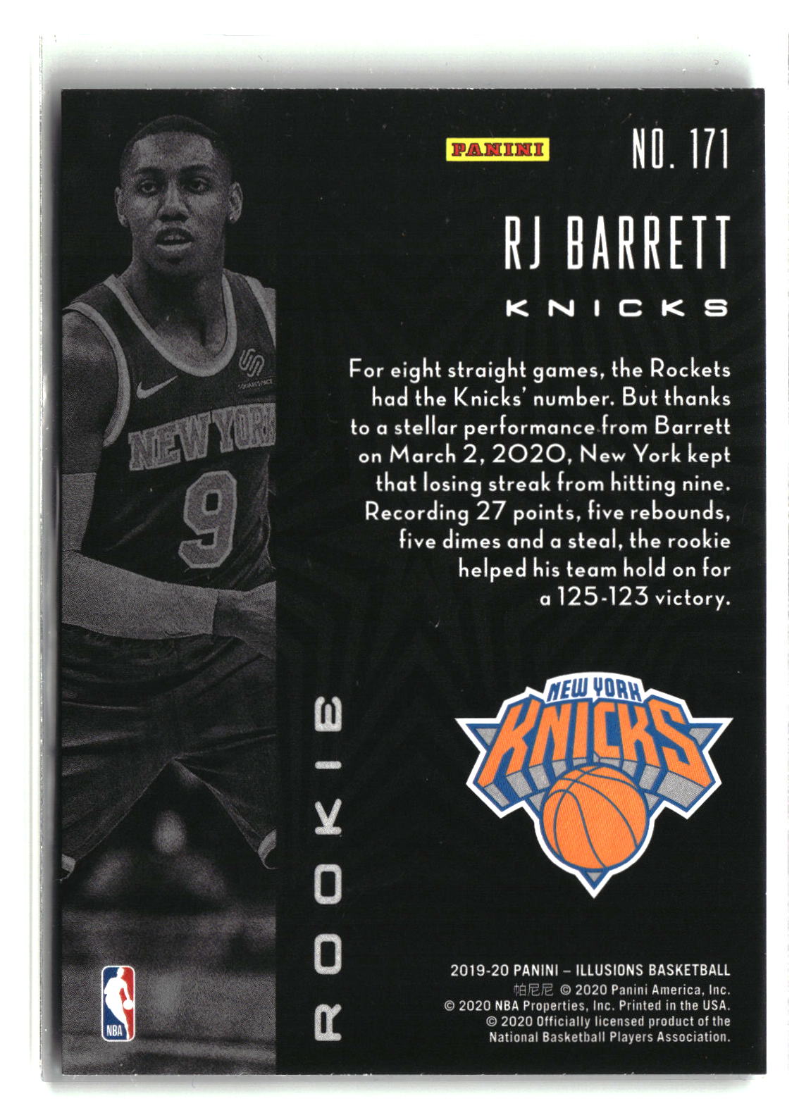 RJ Barrett 2019-20 Panini Illusions #171