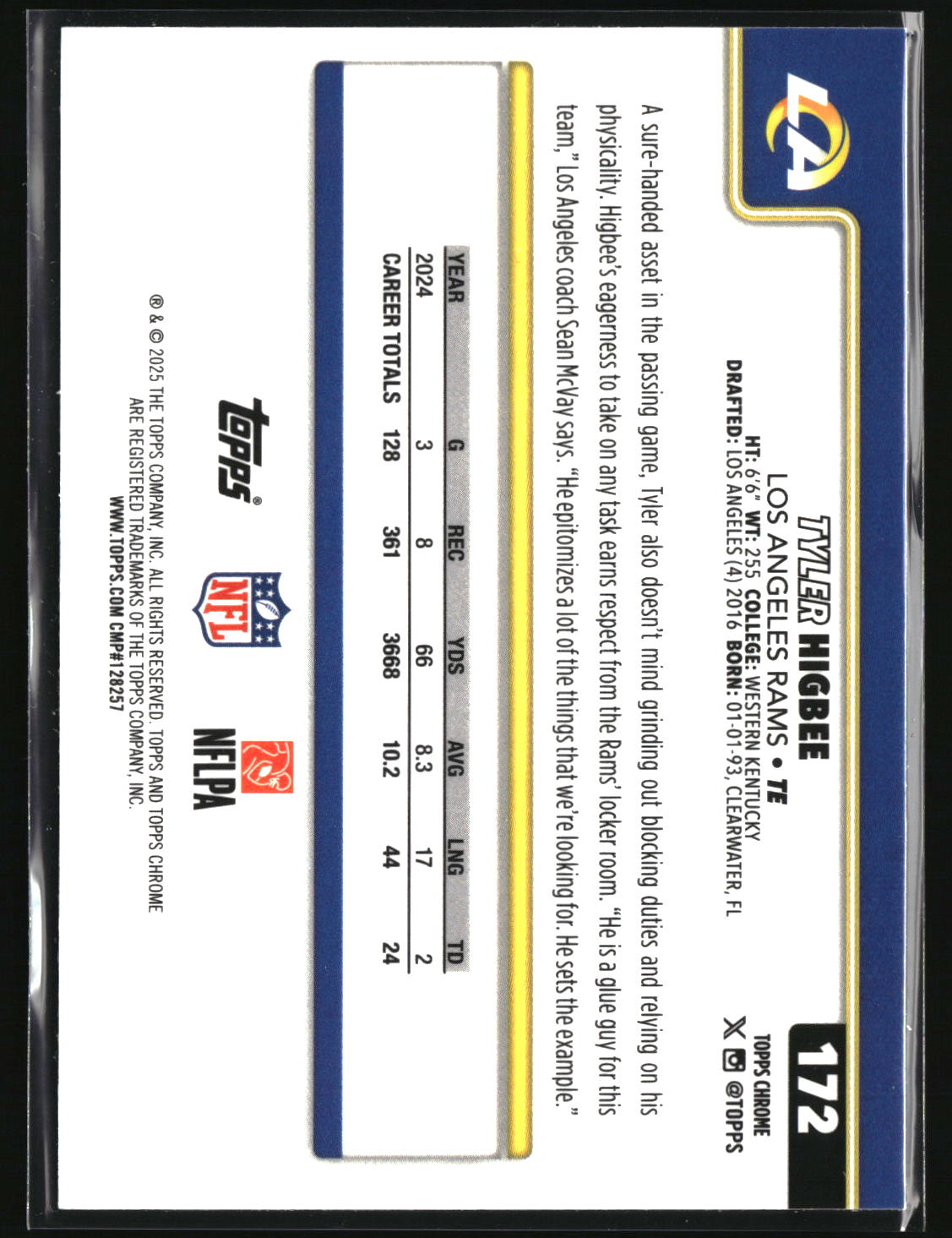 Tyler Higbee 2025 Topps Chrome Pulsar Refractor #172