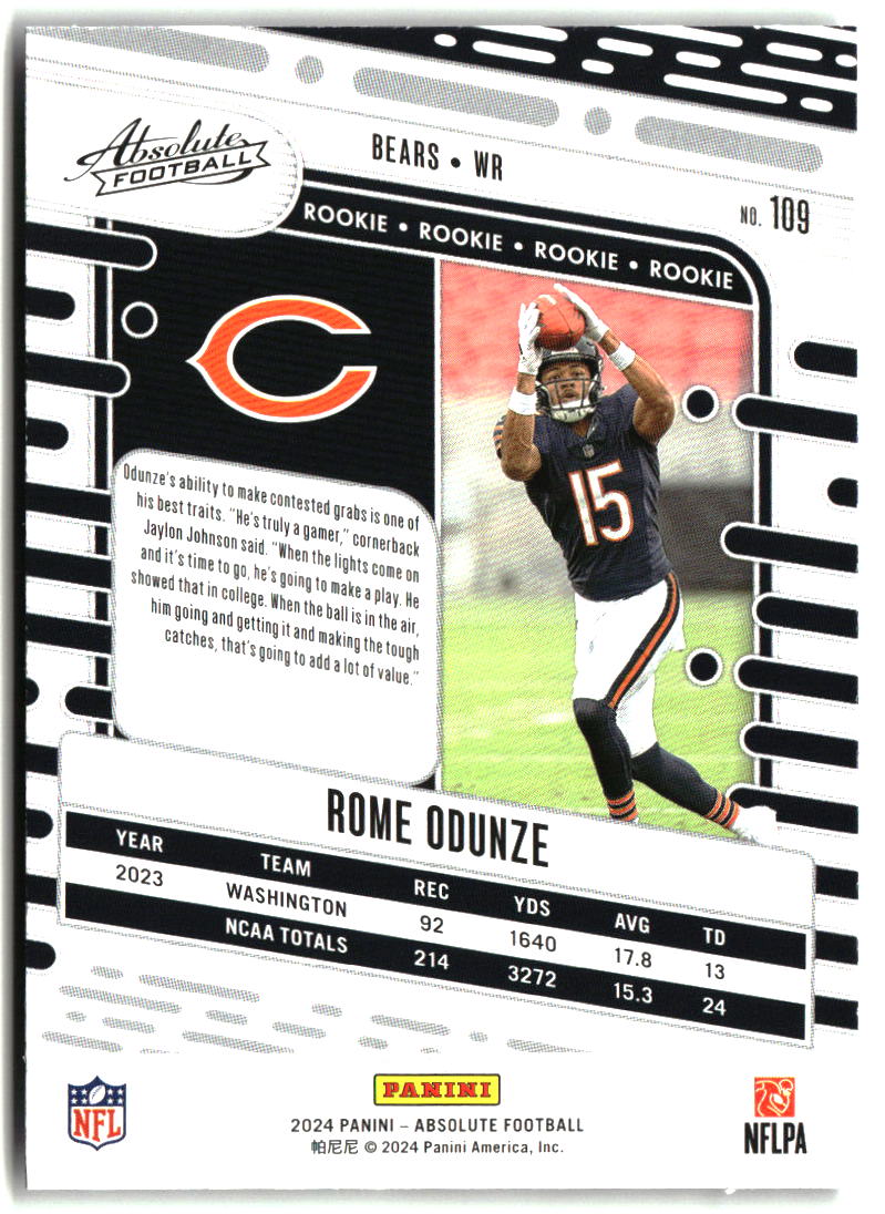 Rome Odunze 2024 Panini Absolute Retail #109