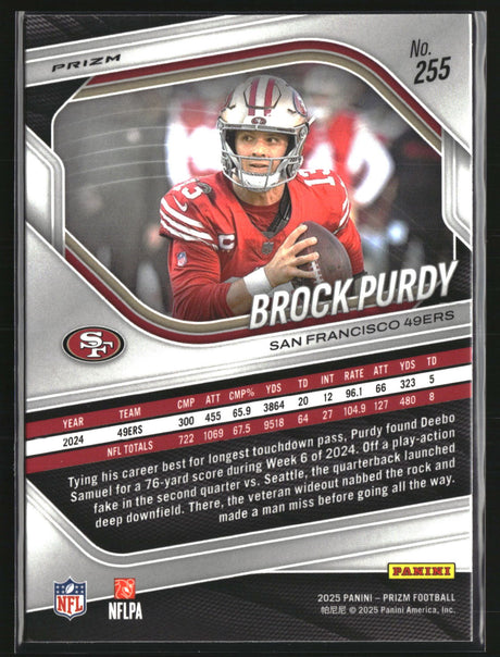 Brock Purdy 2025 Panini Prizm Blue #255 SSP