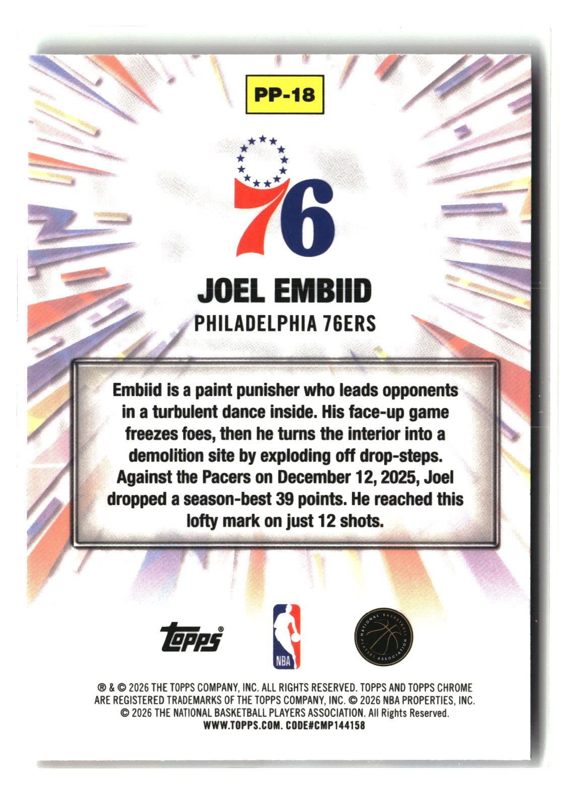 Joel Embiid 2025-26 Topps Chrome Update Power Players #PP-18