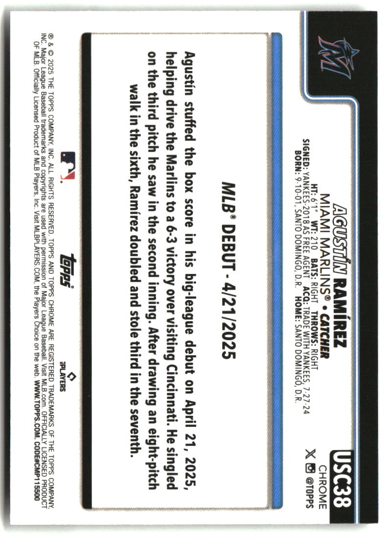 Agustin Ramirez 2025 Topps Chrome Update #USC38
