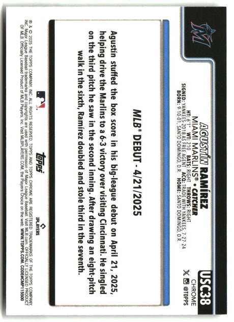 Agustin Ramirez 2025 Topps Chrome Update #USC38