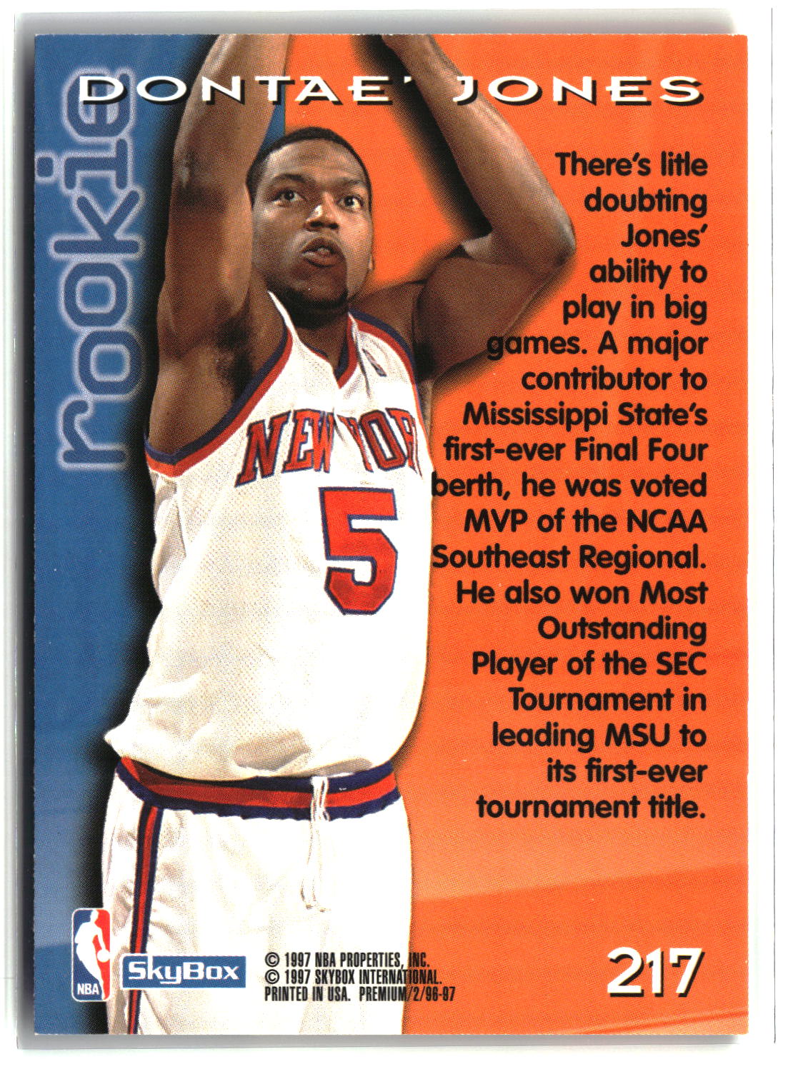 Dontae' Jones 1996-97 SkyBox Premium #217