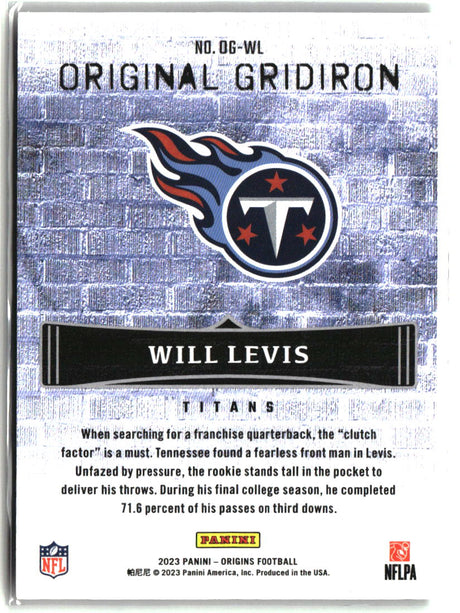 Will Levis 2023 Panini Origins Original Gridiron #OG-WL