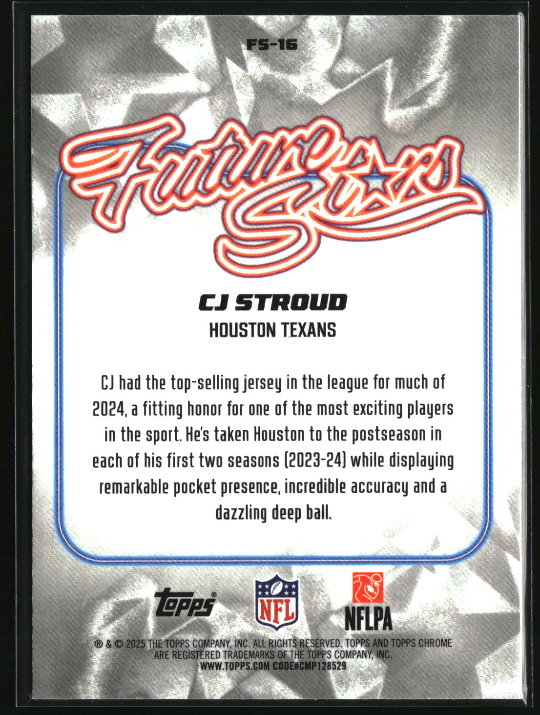 CJ Stroud 2025 Topps Chrome Future Stars #FS-16