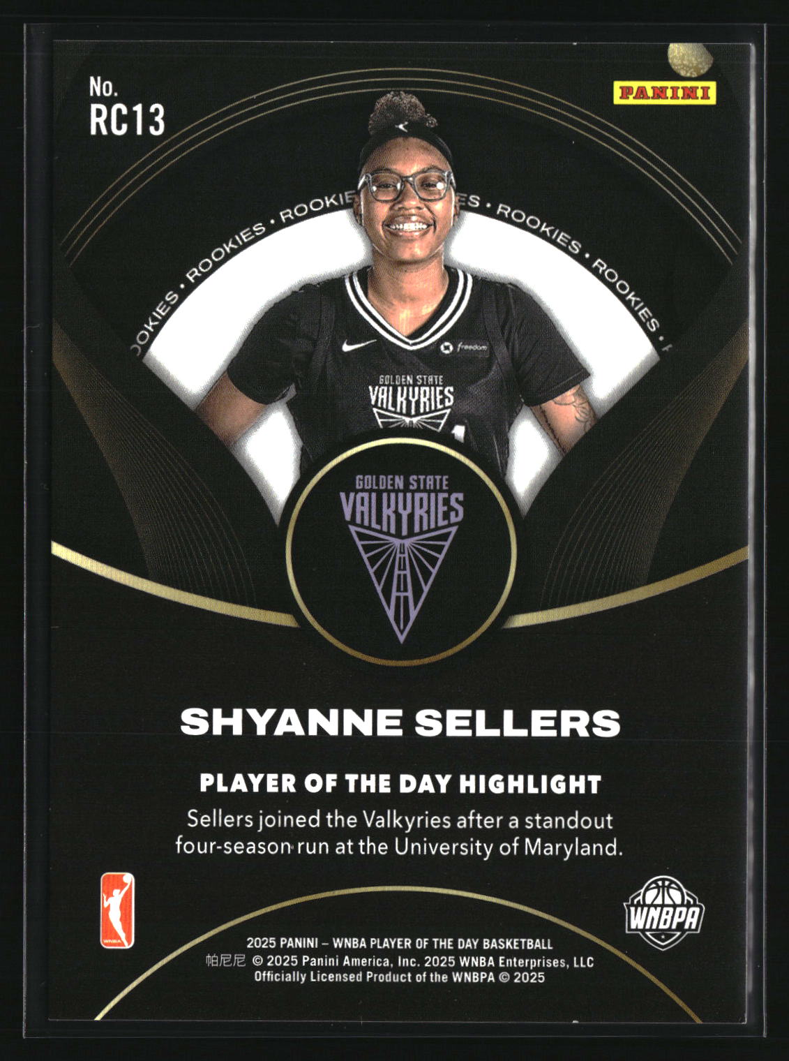 Shyanne Sellers 2025 Panini WNBA Player of the Day Rookies Orange #RC13 #/199