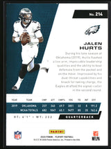 Jalen Hurts 2020 Panini Playoff 1st Down #214 #/99