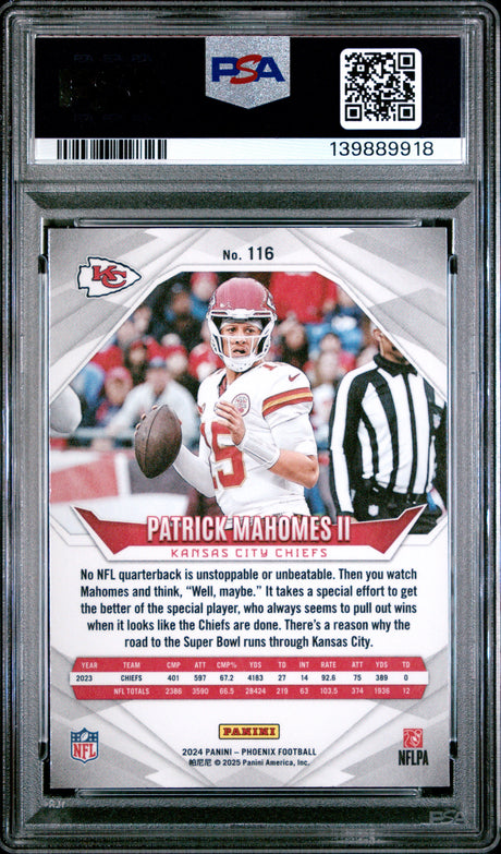 Patrick Mahomes II 2024 Panini Phoenix International #116 PSA 9