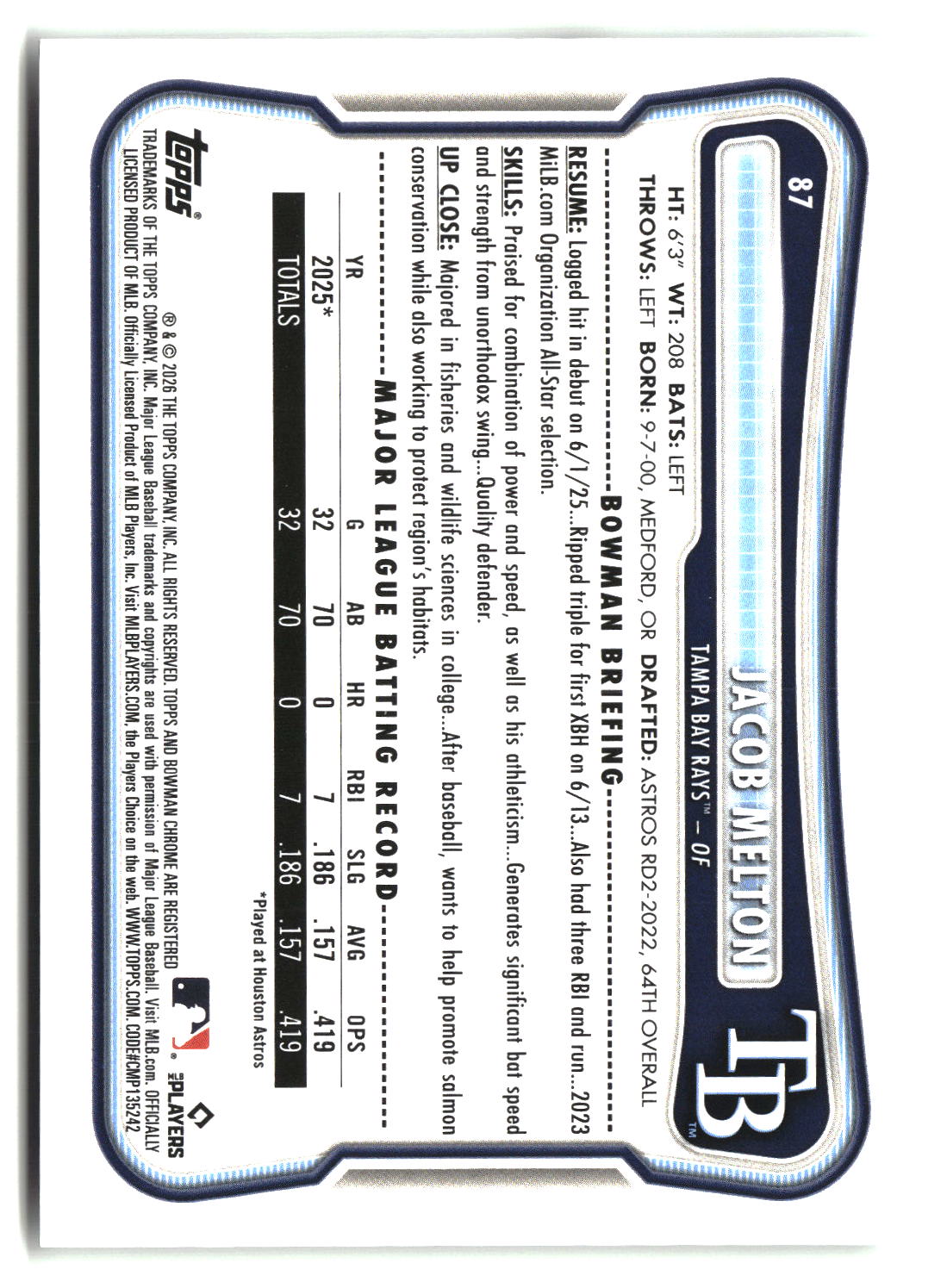 Jacob Melton 2026 Bowman #87