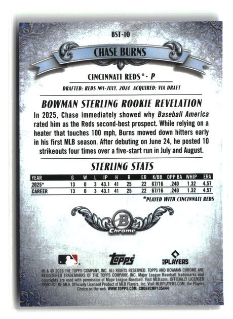 Chase Burns 2026 Bowman Bowman Sterling #BST-10