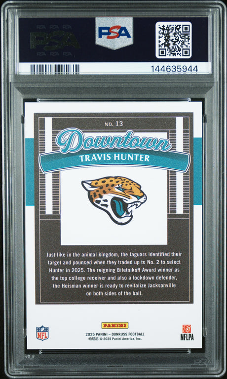 Travis Hunter 2025 Panini Donruss Downtown #13 PSA 10