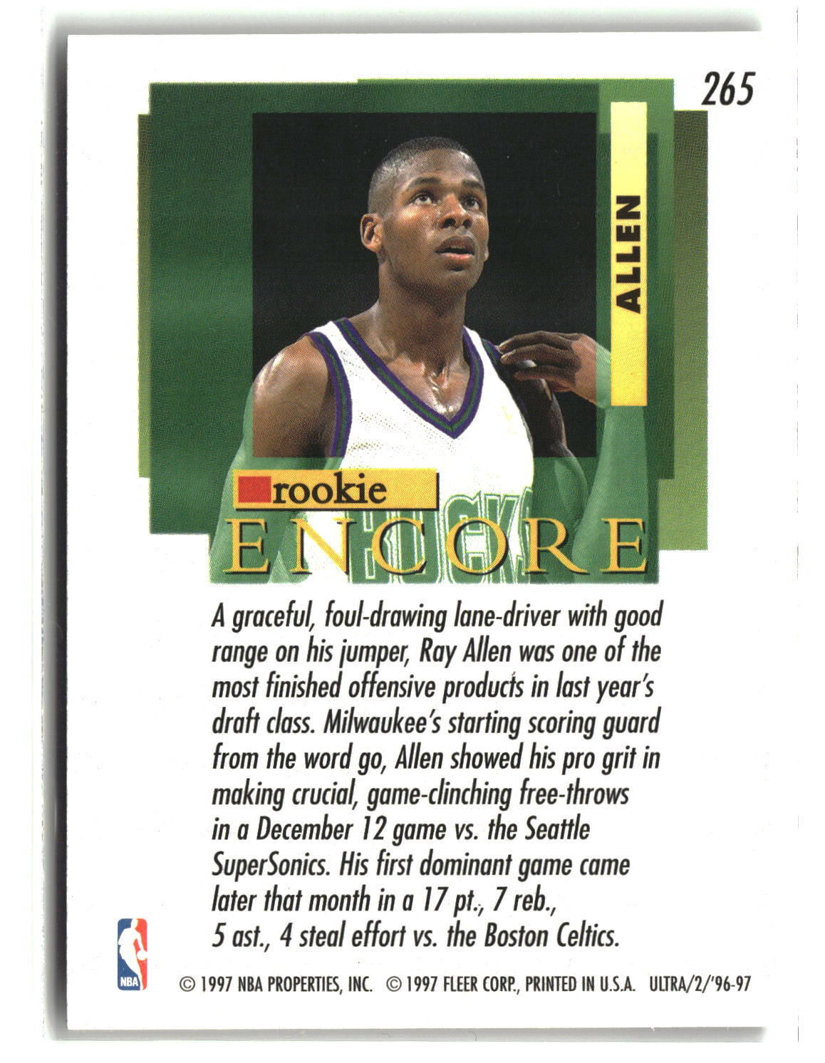 Ray Allen 1996-97 Ultra #265